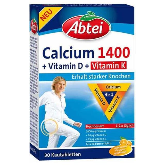 Abtei Calcium 1400 + Vitamin D3 + K Kautabletten, 30 St Kautabletten product image