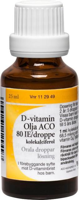 ACO D-vitamin olja orala droppar 80IE/droppe 25 ml product image