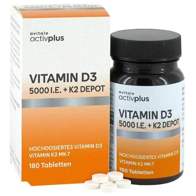 Activplus Vitamin D3 5000 I.E. + K2 Depot Tabletten, 180 St Tabletten product image