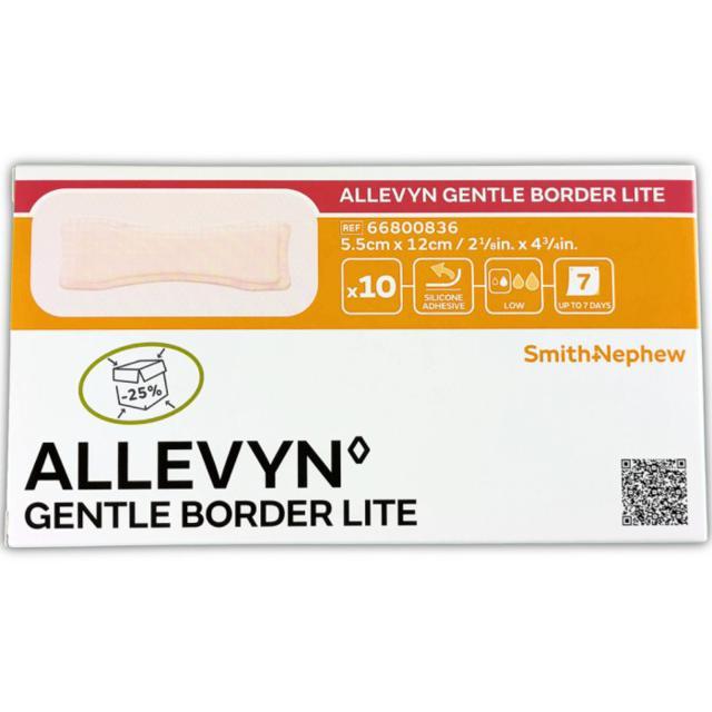Allevyn Gentle Border Lite, vidhäftande förband, 5,5 x 12 cm 10 st product image