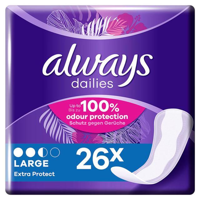 Always Dailies Large Extra Protect Trosskydd Med Mild Doft 26 st product image
