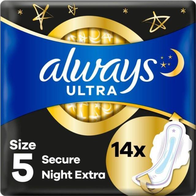 Always Ultra sanitetsbindor Secure Night Extra (storlek 5) vingar 14 st product image