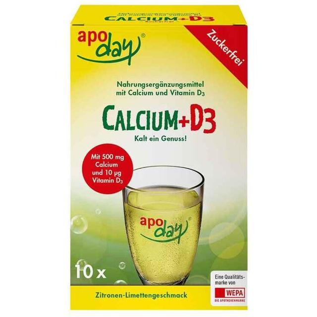 Apoday Calcium + D3 Zitrone-Limette zuckerfrei Pulver, 10X5 g Pulver product image