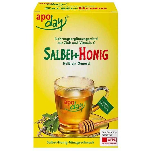 Apoday heißer Salbei + Honig + Vitamin C + Zink Pulver, 10X10 g Pulver product image