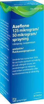 Azeflone, nässpray, suspension 125 mikrogram + 50 mikrogram/sprayning, 1 X 120 doser product image