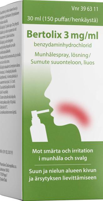 Bertolix Munhålespray, lösning 3mg/ml Sprayflaska 30ml (150 puffar) product image
