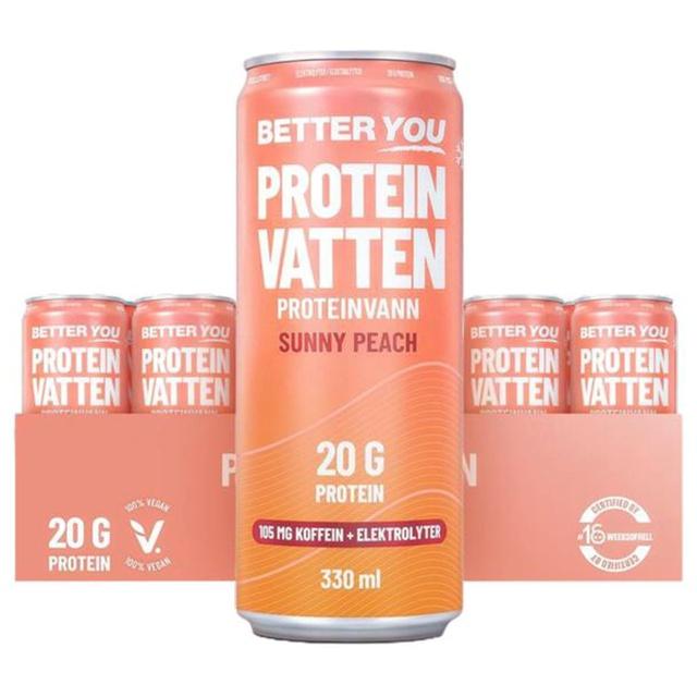 Better You Proteinvatten Sunny Peach Koffein+Elektrolyter 330 ml 24-pack product image