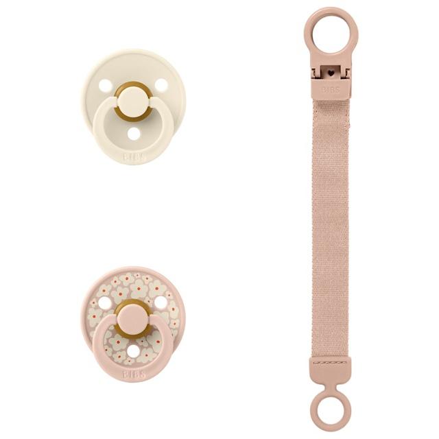 BIBS Colour Pacifier & Loop Clip Gift Set Latex Size 1, Blush product image