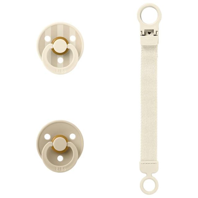 BIBS Colour Pacifier & Loop Clip Gift Set Latex Size 1 Ivory product image
