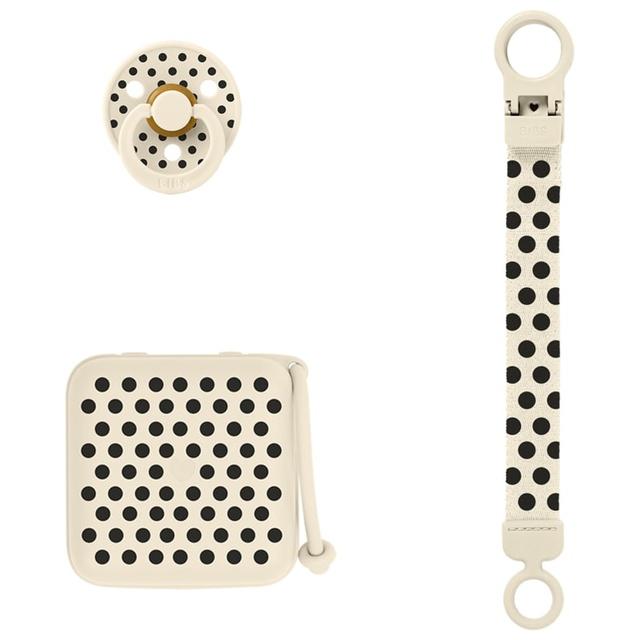 BIBS Gift Set Polka Soothe & Go Latex Size 2 Ivory Black product image