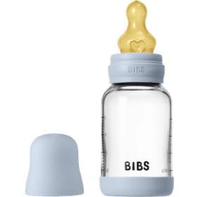 BIBS Glass Baby Bottle Round Latex Slow Flow Baby Blue 120 ml product image