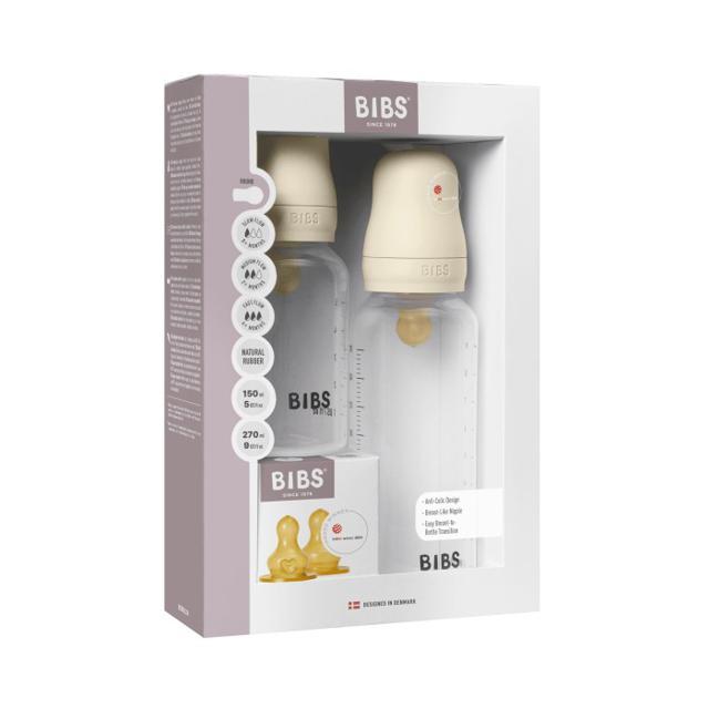 BIBS Grow and Flow Baby Bottle Round Latex Set Ivory 150 ml + 270 ml product image