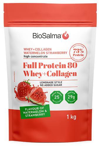 BioSalma Full Protein 80 Whey+Collagen Watermelon Strawberry 1000 g product image