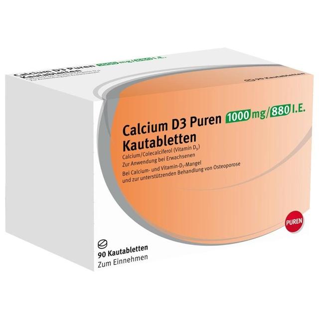 CALCIUM D3 Puren 1000 mg/880 I.E. Kautabletten product image