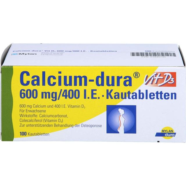 CALCIUM DURA Vit D3 600 mg/400 I.E. Kautabletten product image