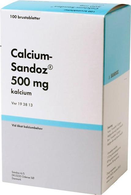 Calcium-Sandoz, brustablett 500 mg, 5 X 20 st product image