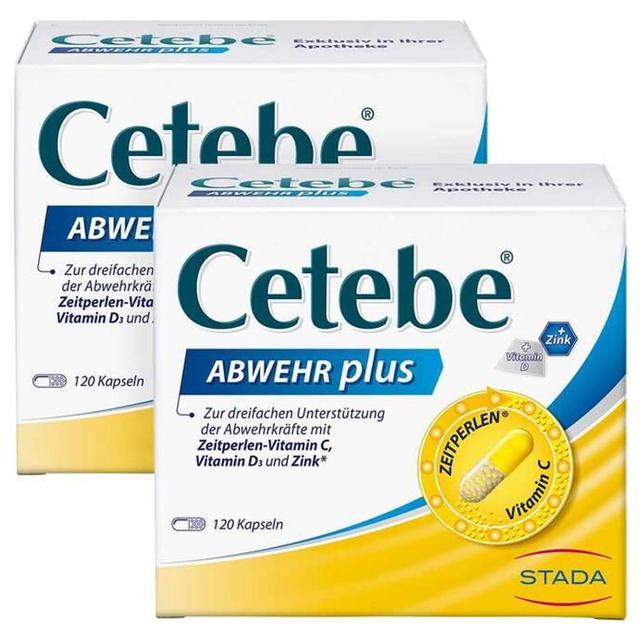 Cetebe Abwehr plus Vitamin C + Vitamin D3 + Zink Kapseln, 2x120 St Kapseln product image