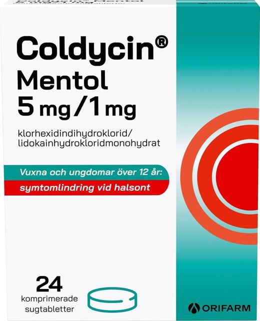 Coldycin Mentol 5 mg/1 mg 24 sugtabletter product image