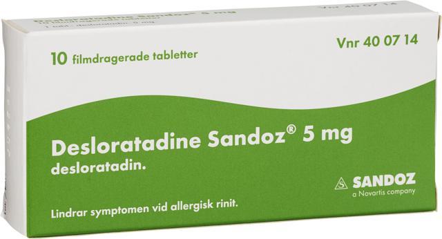 Desloratadine Sandoz, filmdragerad tablett 5 mg 10 st product image