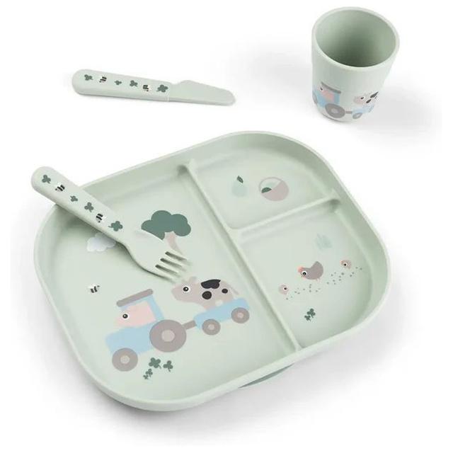 Done by Deer Foodie Dinner Set w/suction Tiny Farm Green product image