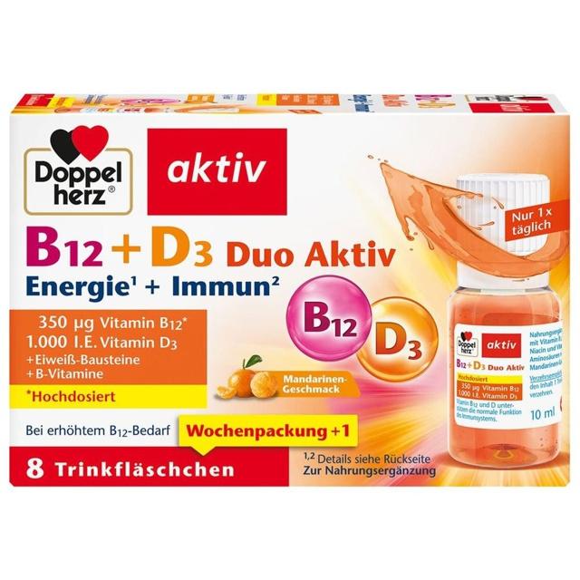 Doppelherz B12 + D3 Duo Aktiv Trinkampullen, 8 St Trinkampullen product image