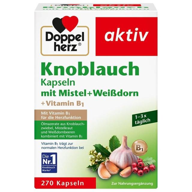 Doppelherz Knoblauch Kapseln mit Mistel + Weißdorn + Vitamin B1, 270 St Kapseln product image