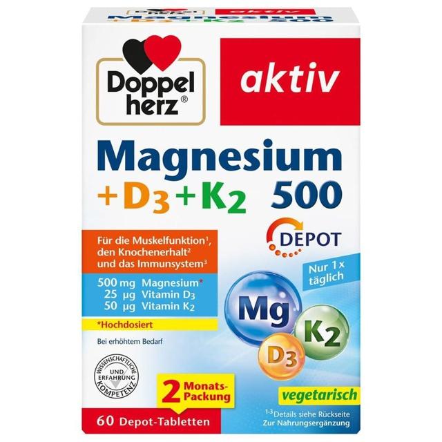 DOPPELHERZ Magnesium 500+D3+K2 Depot Tabletten product image
