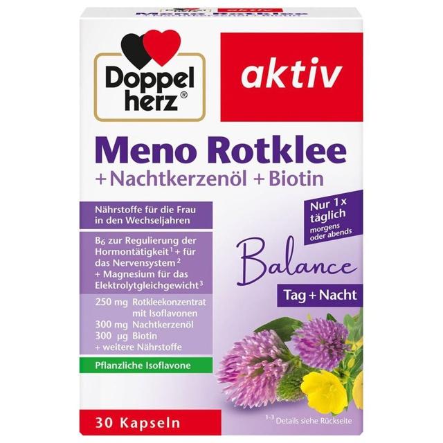 DOPPELHERZ Meno Rotklee+Nachtkerzenöl+Biotin Kaps. product image