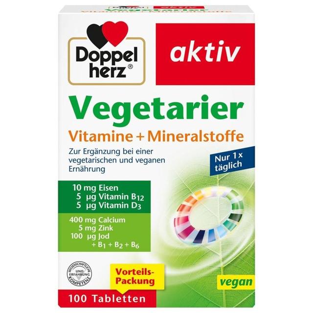 Doppelherz Vegetarier Vitamine + Mineralstoffe aktiv, 100 St Tabletten product image
