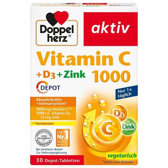 DOPPELHERZ Vitamin C 1000+D3+Zink Depot Tabletten product image