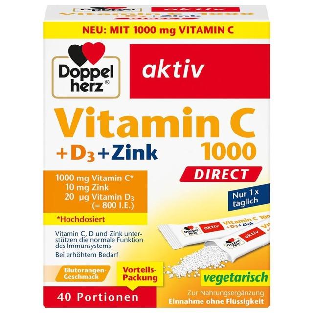 Doppelherz Vitamin C 1000 + D3 + Zink Direct Pellets, 40 St Pellets product image