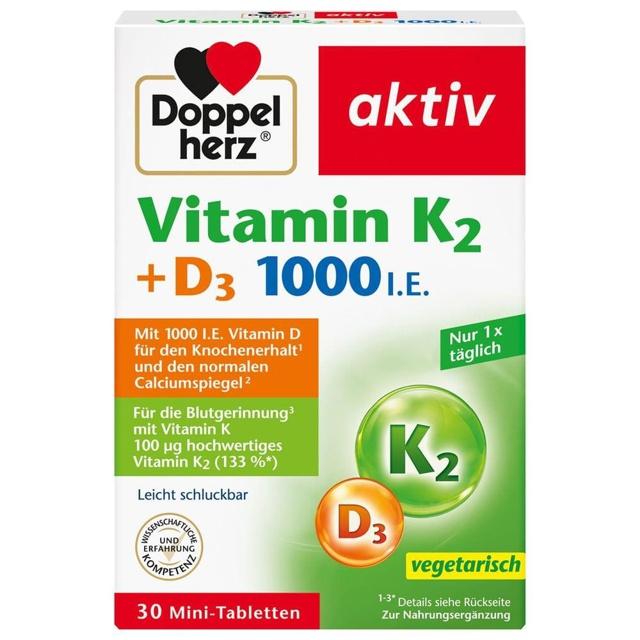 Doppelherz Vitamin K2 + D3 1000 I.E. Tabletten, 30 St Tabletten product image