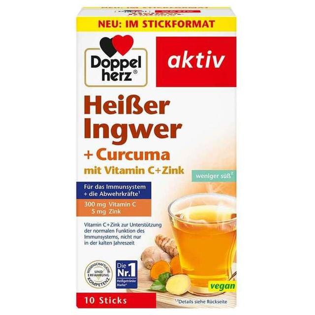 Doppelherz heißer Ingwer + Curcuma Beutel, 10 St Beutel product image