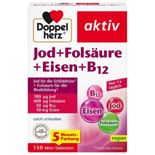DOPPELHERZ Jod+Folsäure+Eisen+B12 Tabletten product image