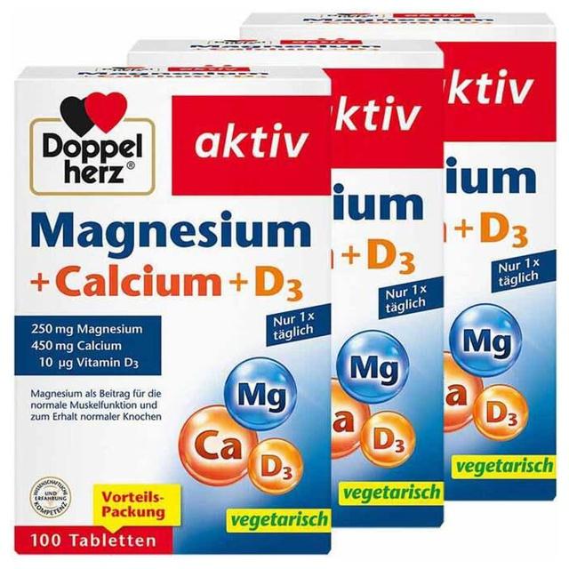 Doppelherz Magnesium + Calcium + D3 Tabletten, 3x100 St Tabletten product image