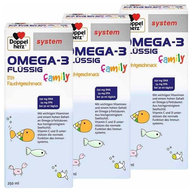 Doppelherz Omega-3 family flüssig system, 3x250 ml Flüssigkeit zum Einnehmen product image