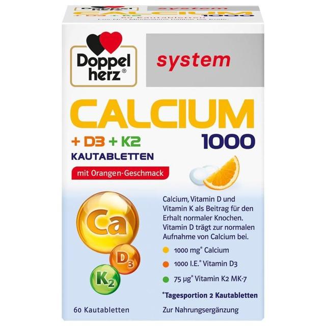 DOPPELHERZ Calcium 1000+D3+K2 system Kautabletten product image