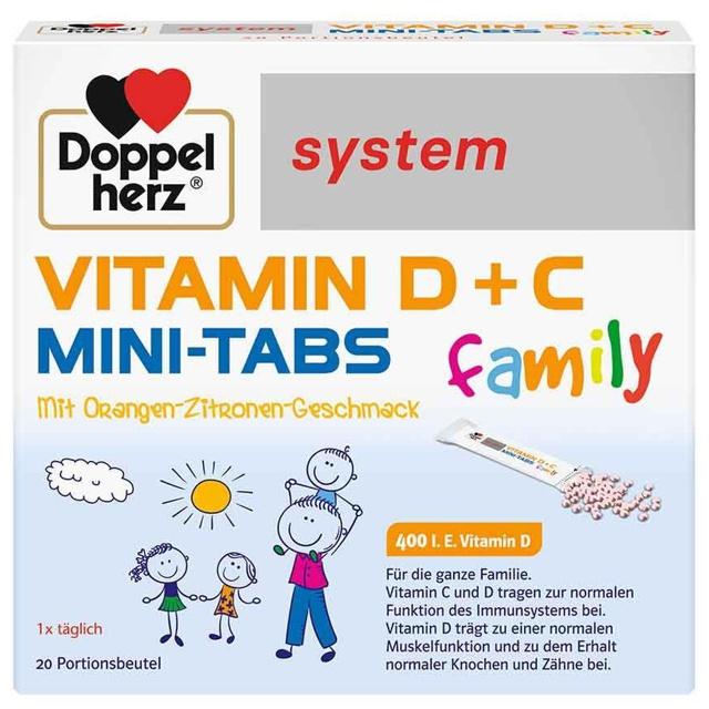 DOPPELHERZ Vitamin D+C Mini-Tabs family system product image