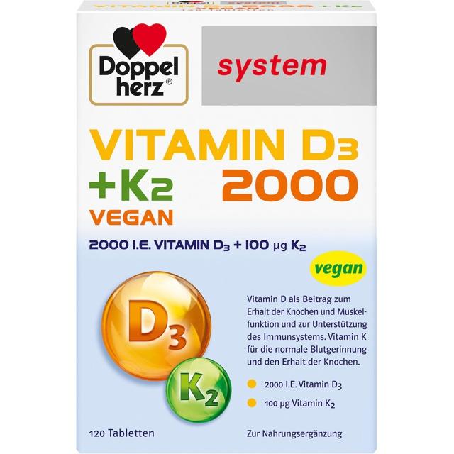 DOPPELHERZ Vitamin D3 2000+K2 system Tabletten product image