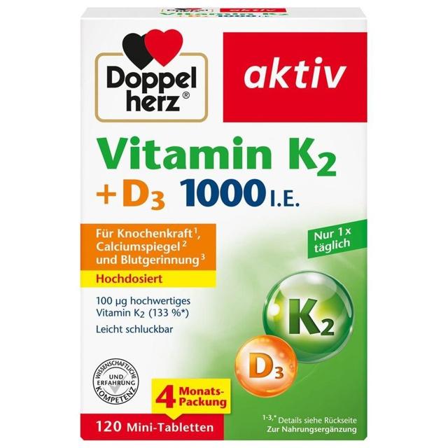 DOPPELHERZ Vitamin K2+D3 1000 I.E. Tabletten product image