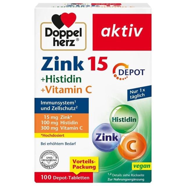 Doppelherz Zink + Histidin + Vitamin C Depot aktiv Tab, 100 St Tabletten product image