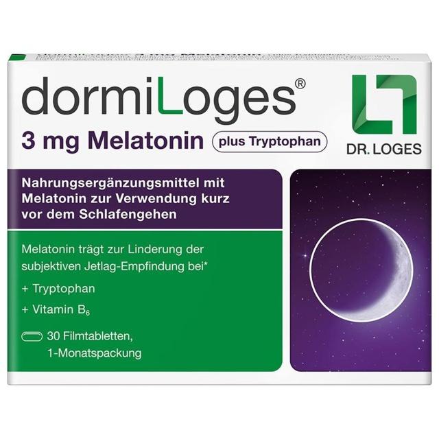 dormiLoges 3 mg Melatonin plus Tryptophan 30 St Filmtabletten product image