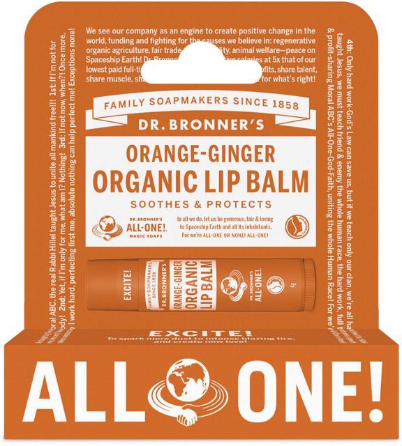 Dr. Bronner's Organic Lip Balm Orange-Ginger - 4 g product image