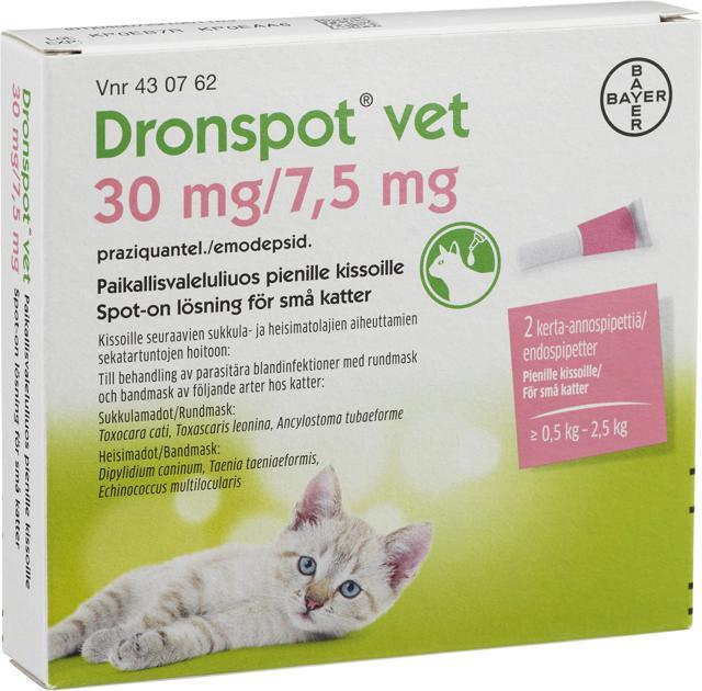 Dronspot vet, spot-on, lösning 30 mg/ 7,5 mg, 2 doser product image