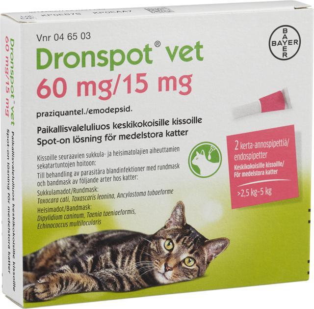 Dronspot vet, spot-on, lösning 60 mg/ 15 mg, 2 doser product image