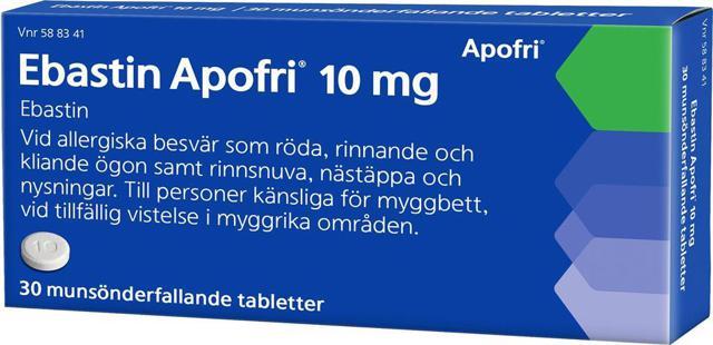 Ebastin Apofri, munsönderfallande tablett 10 mg, 30 st product image
