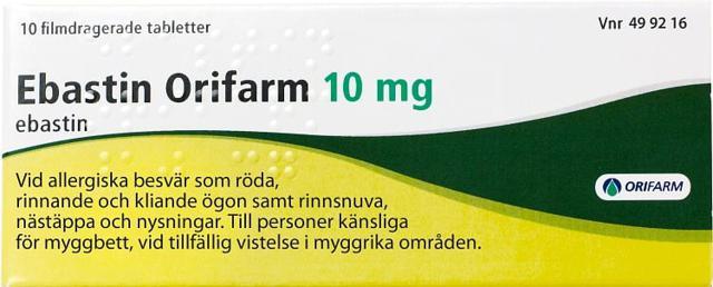 Ebastin Orifarm, filmdragerad tablett 10 mg, 10 st product image