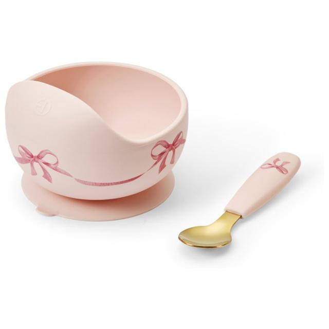 Elodie Silikonskål Med Sked Rosy Bow product image