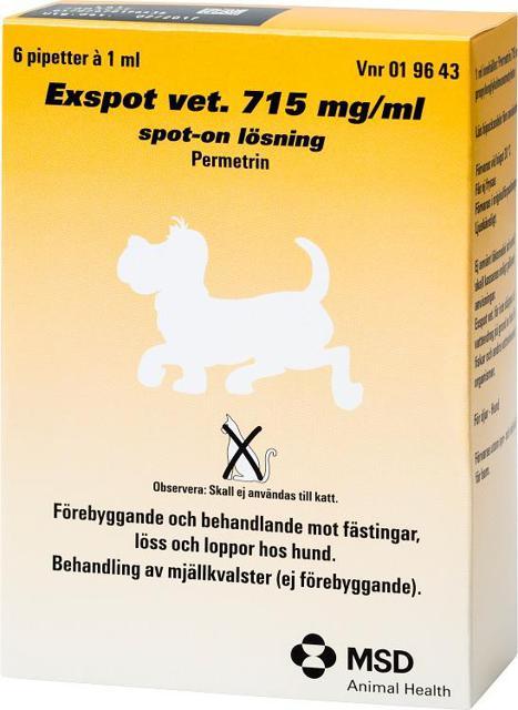 Exspot vet., spot-on, lösning 715 mg/ml 6 x 1 ml product image