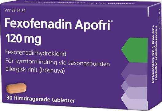 Fexofenadin Apofri 120 mg Fexofenadin, Filmdragerad tablett, 30 tablett(er) product image